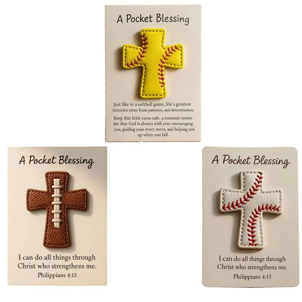 

Handmade Cross Pocket Blessing DIY Craft Card Softball Cross Edition Relieve Stress Pocket-Sized Handcrafted Comfort Cross