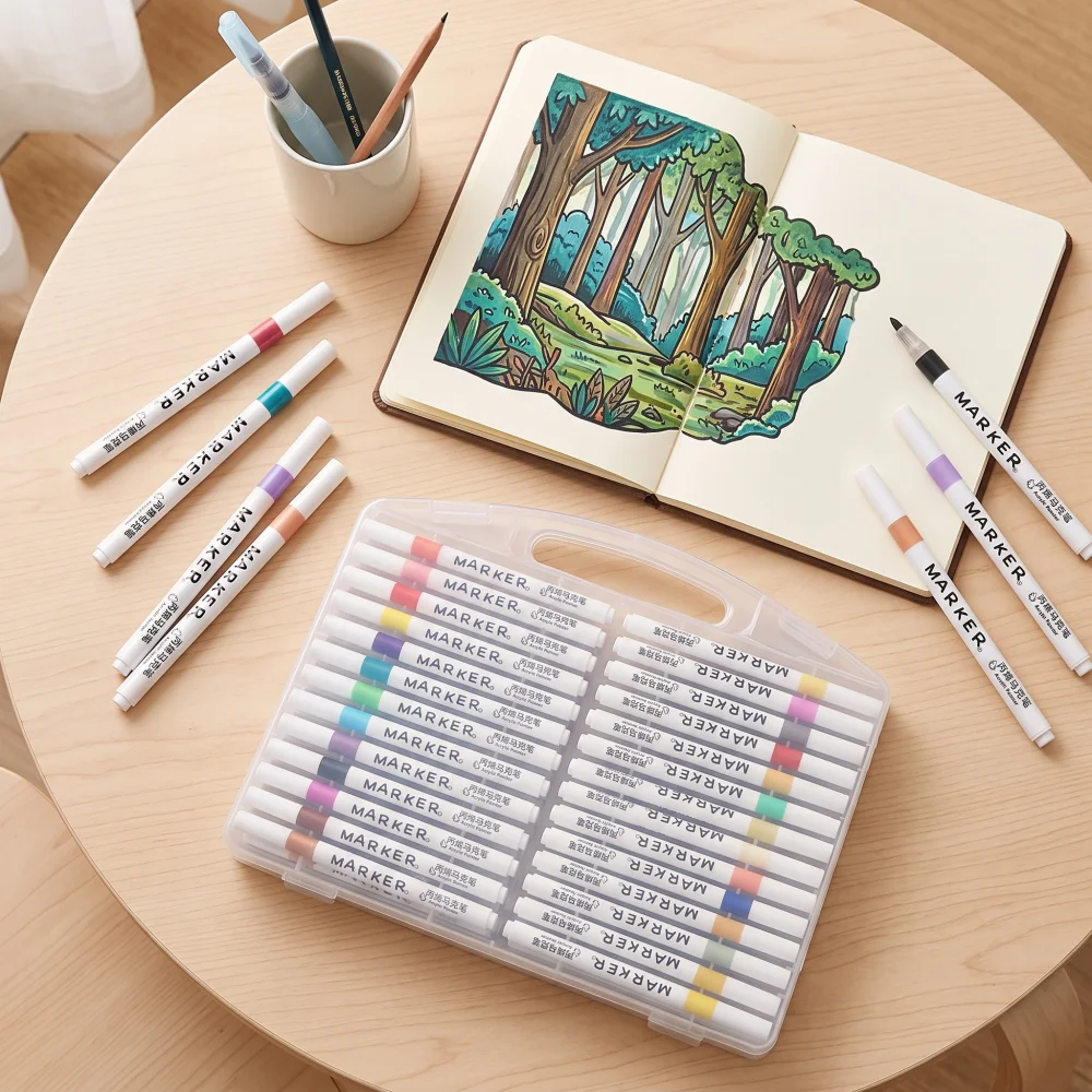 12-80Colors Professional Acrylic Markers Set with Storage Box, Multi-Surface Pens for Rock, Ceramic, Glass & Wood, Art Supplies