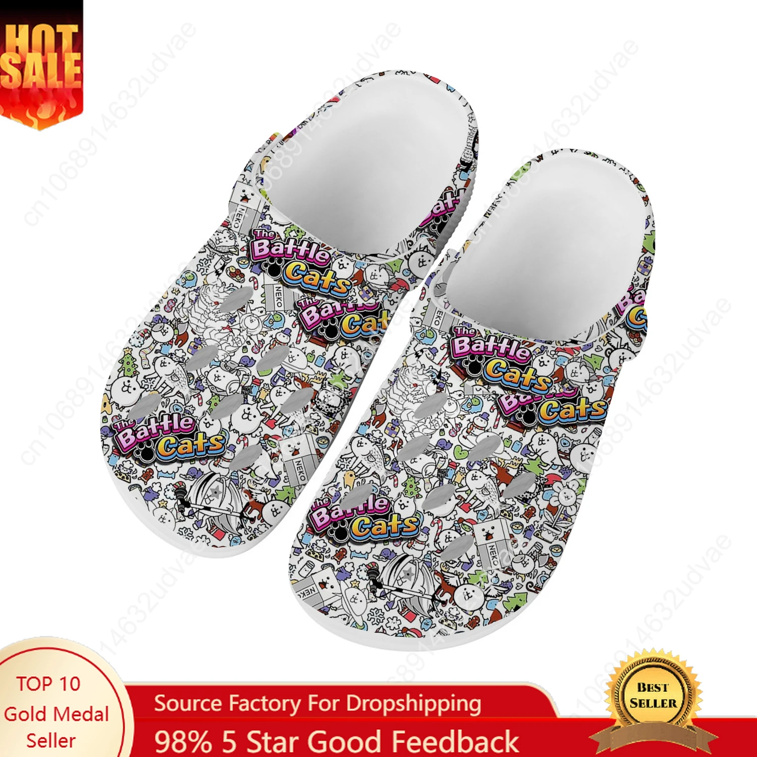 

The Battle Cats Water Shoes Mens Womens High Quality Fashion Home Garden Clogs Customizd Sandals Beach Breathable Hole Slippers