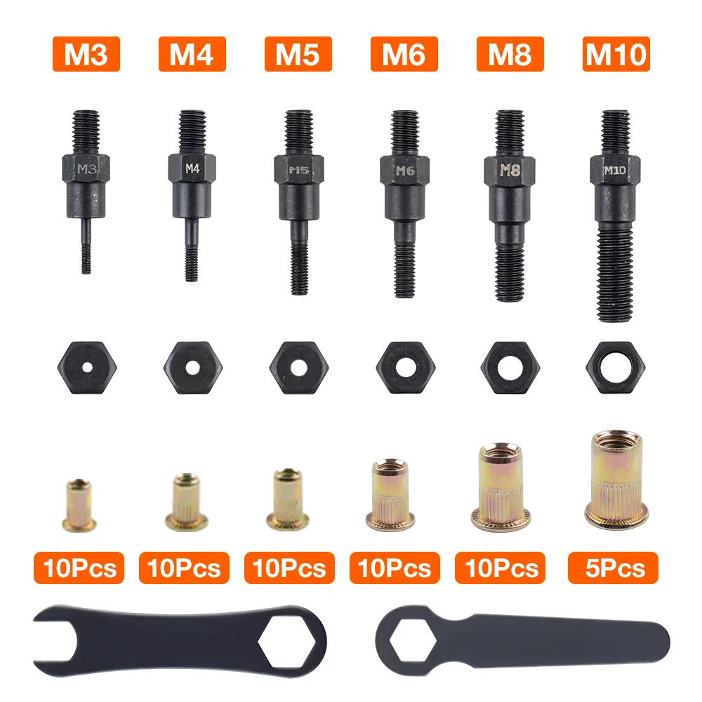 New Manual Rivet Nut Gun M3 M4 M5 M6 M8 M10 Home Rivet Machine, DIY Insert Nut Quick Rivet Tool with Tool Box,Cordless Rivet Gun