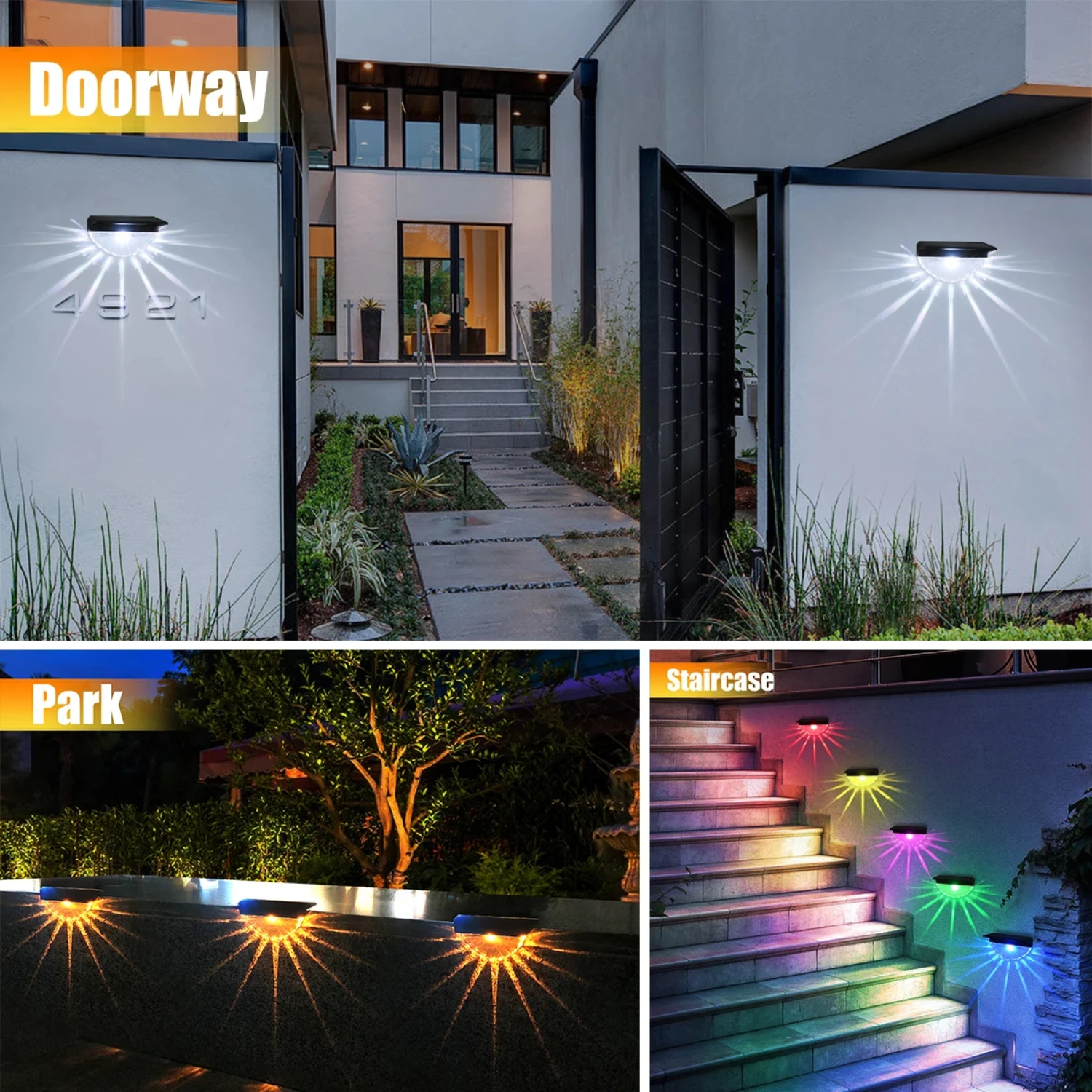 Imagem -05 - Solar Luzes Led para Exterior Impermeável Cor Branca Quente Mudando para Pátio Escadas Quintal Jardim Pátio Novo Pcs