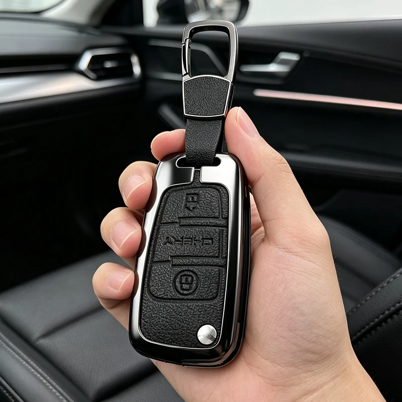 Car Key Case Cover Holder for Chery ARRIZO7 E3 E5 A3 A5 Tiggo 2 3 5 3X Fulwin2 Eastar Metal Leather Protector Shell