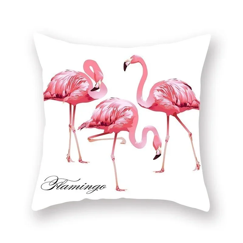 Decorative Throw Pillow Case Summer Flamingo Flower Leaf Print Pillowcase For Home  Square Cushion Pillow Covers  45*45cm