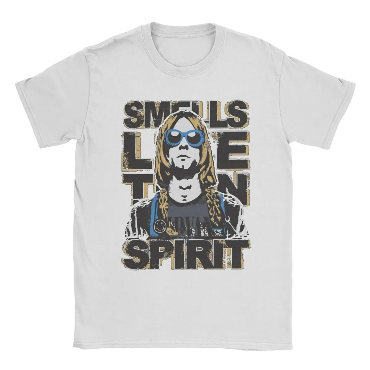 Kurt Cobain Smells Like Spirit Men T Shirts Vintage Tee Shirt Short Sleeve Round Collar T-Shirts Pure Cotton Party Clothing