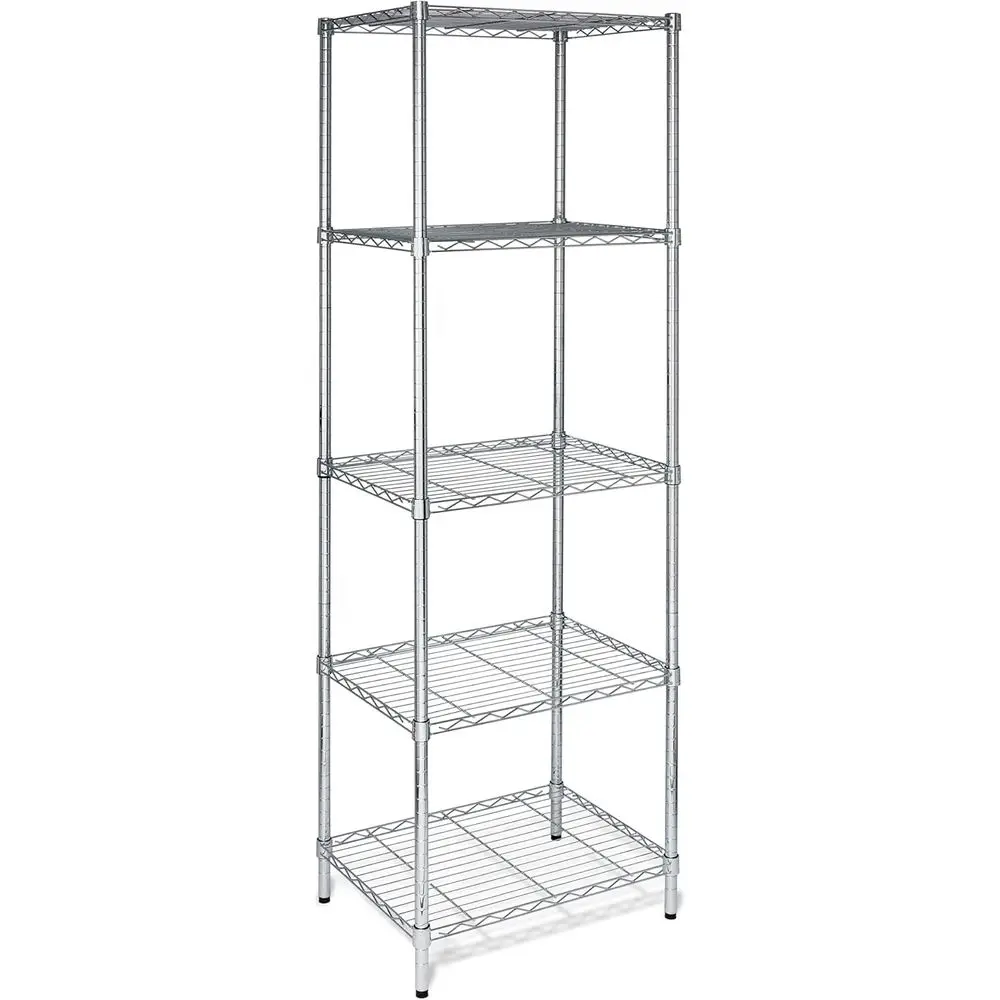 ey-Can-Do 5-Tier Heavy-Duty Adjustable Shelves, Metal Storage Rack with 250-lb Shel acity, Chrome, 18" W x 24" L x 72" H