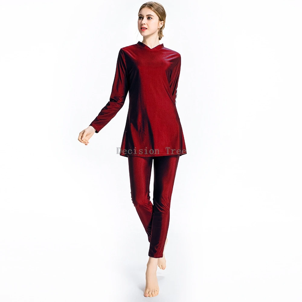 2024 classic solid color slim muslim swimwear loose comfortable breathable hot spring garment new quick dry lady sports clothing