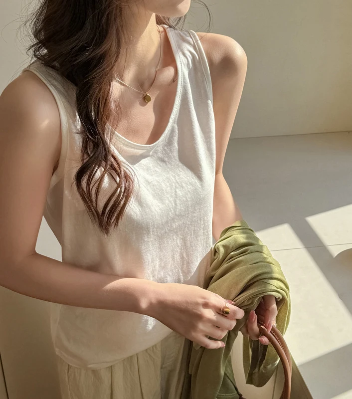 Casual Loose Women Korean Camisole Soft Summer Breathable Tank Top All-Match Trendy Sleeveless Streetwear Sport Commute Clothing