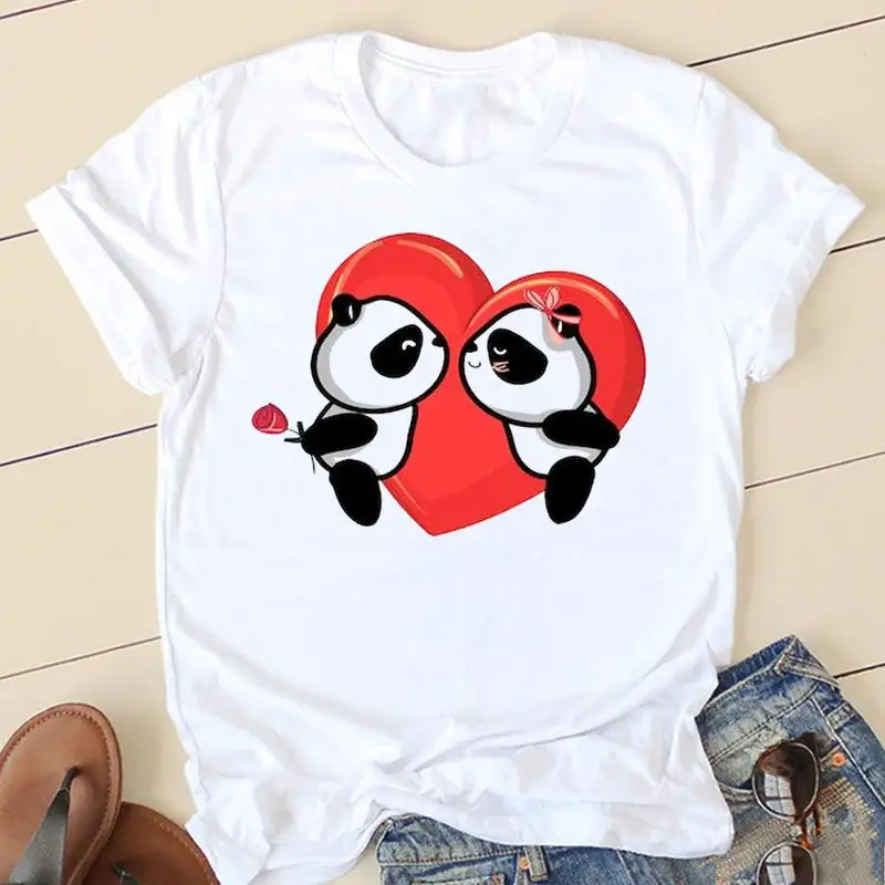 T-shirts Female Ladies Women Graphic Tee Fashion Casual Clothing Panda Sweet Lovely Style Short Sleeve Summer Tshirt Clothes