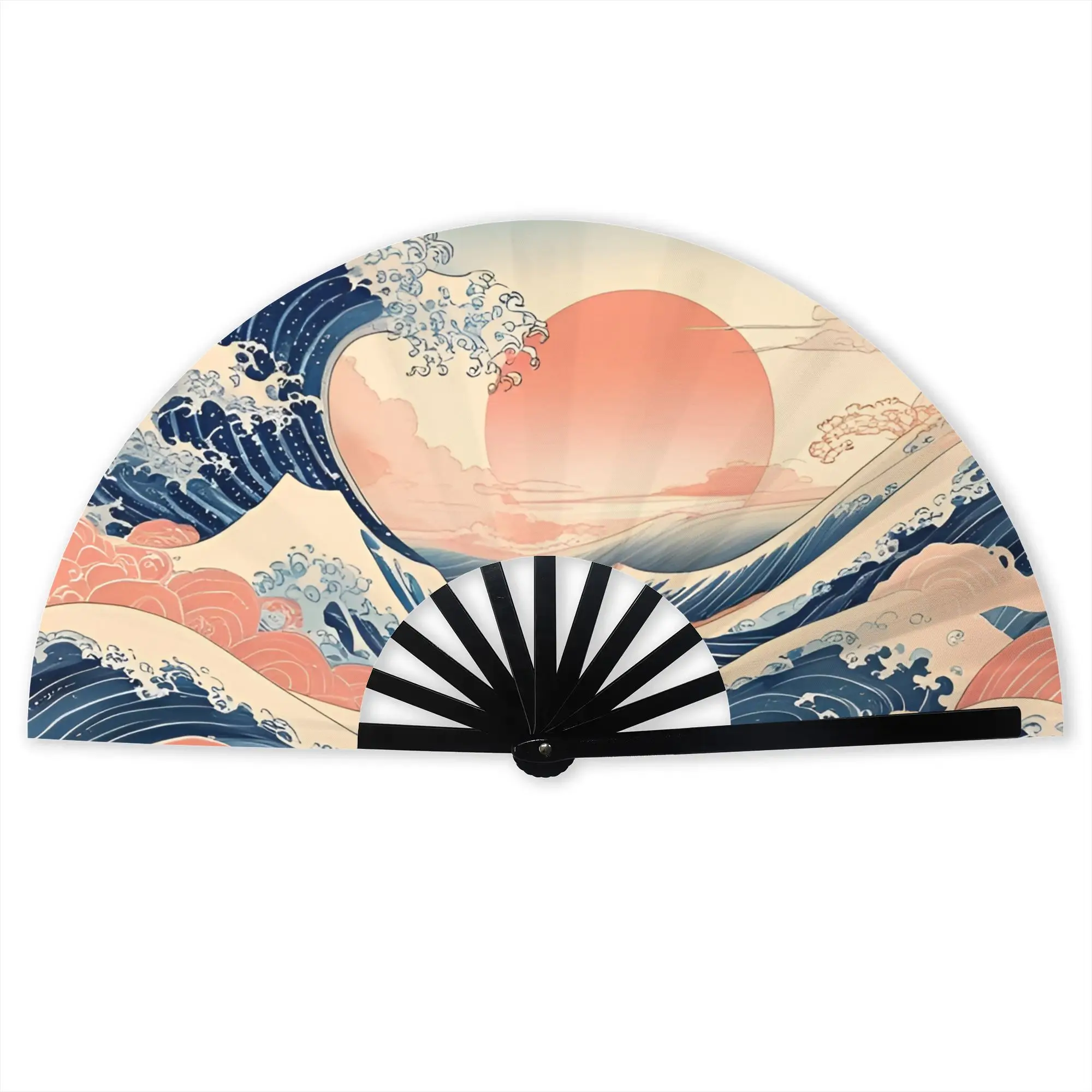 The Great Wave Off Kanagawa Traditional Folding Fan Oriental Art  High-Quality Polyester Fans Gift Classic Decorative Hand Fan