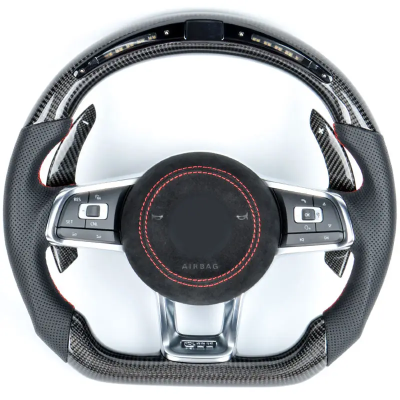 

For V-w Custom Forged Carbon Fiber LED Steering Wheel Fit For Golf7.5 Mk7 GTI Golf6 Golf7 GTS MK5 MK6