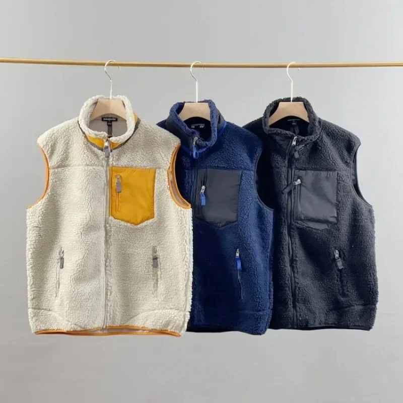 American Style Fleece Jacket Vest Men's and Women's Outwear Lamb Wool Jacket Casual Loose Jacket Autumn and Winter Sports Vest