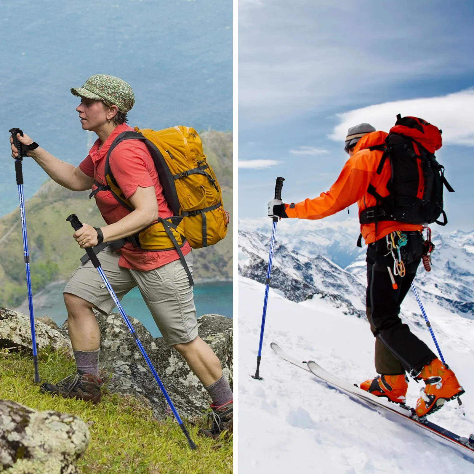 Ultraleichte 3-teilige Trekkingstöcke, verstellbare nordische Wanderstöcke aus Aluminiumlegierung, teleskopisch, rutschfest, für Männer und Frauen beim Wandern – Detail 5