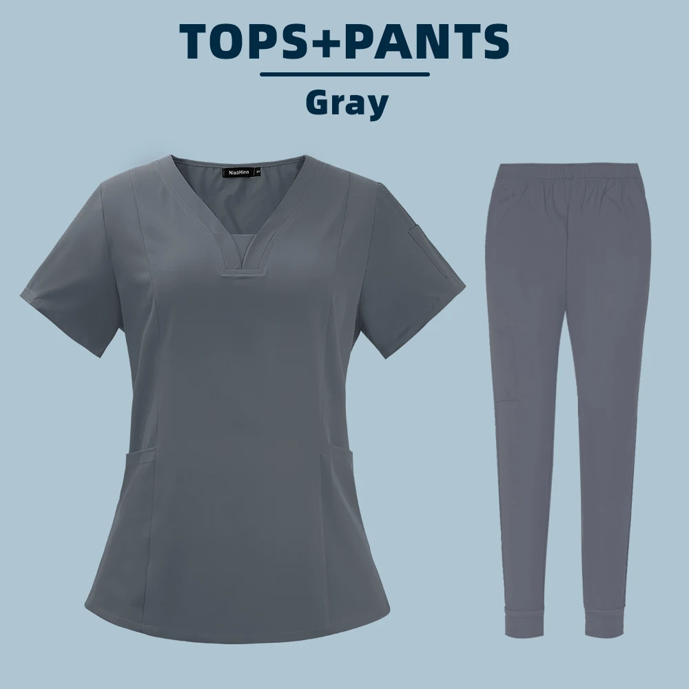 Terno de trabalho aquecido para homens e mulheres, uniforme aquecido, conjunto esfregão, enfermeira workwear, top e calcinha de enfermagem, cor sólida, cloro, resistência a água sanitária