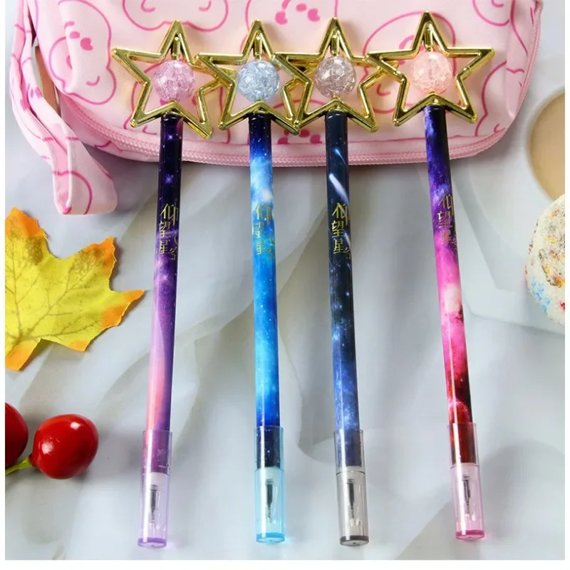 24Pcs high-value looking up at the stars gender-neutral pen, crystal five-pointed star cartoon styling pen, student stationery