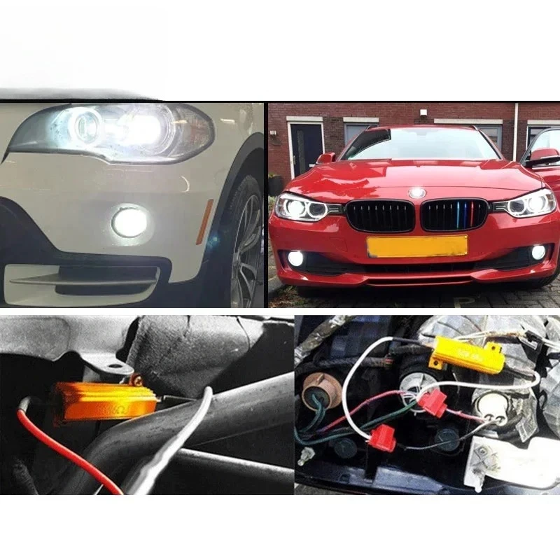 2 Set 25W 50W Decoder Canbus LED per auto 6ohm 8ohm 50 Ohm Resistori di carico per indicatore di direzione dell'automobile Lampada Resistore a filo avvolto