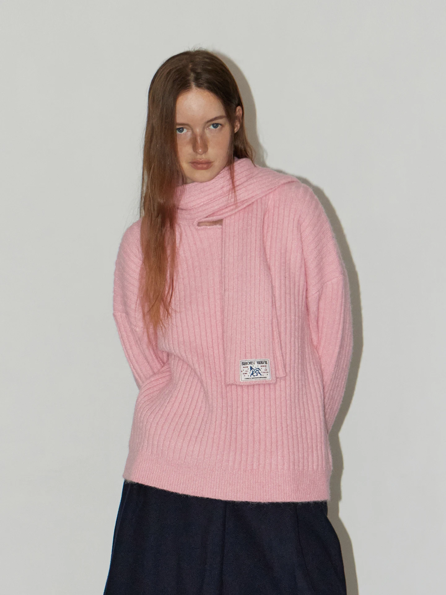 

Осенне-зимний свитер с принтом и этикеткой, с высоким воротником, двусторонний, для повседневной носки, прямого кроя, с длинными рукавами, круглым вырезом, для молодых женщин