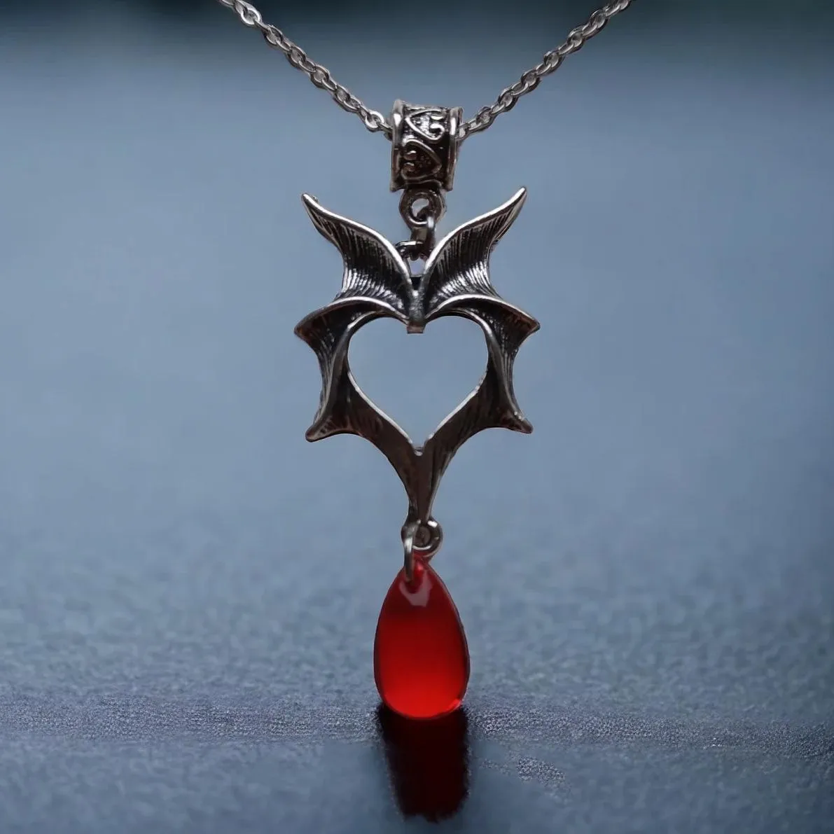 Vampire Bat necklace, Gothic jewelry, Blood drop, Retro, Pagan, witch accessories, alternative, Bat Charm, Choker For Women Man