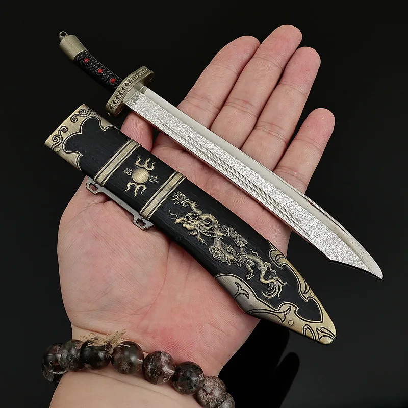 22cm/8.66in Old Water Margin Game Peripheral Blue Faced Beast Yang Zhi Knife Metal Sheathed Craft Toy Sword Desktop Display Gift