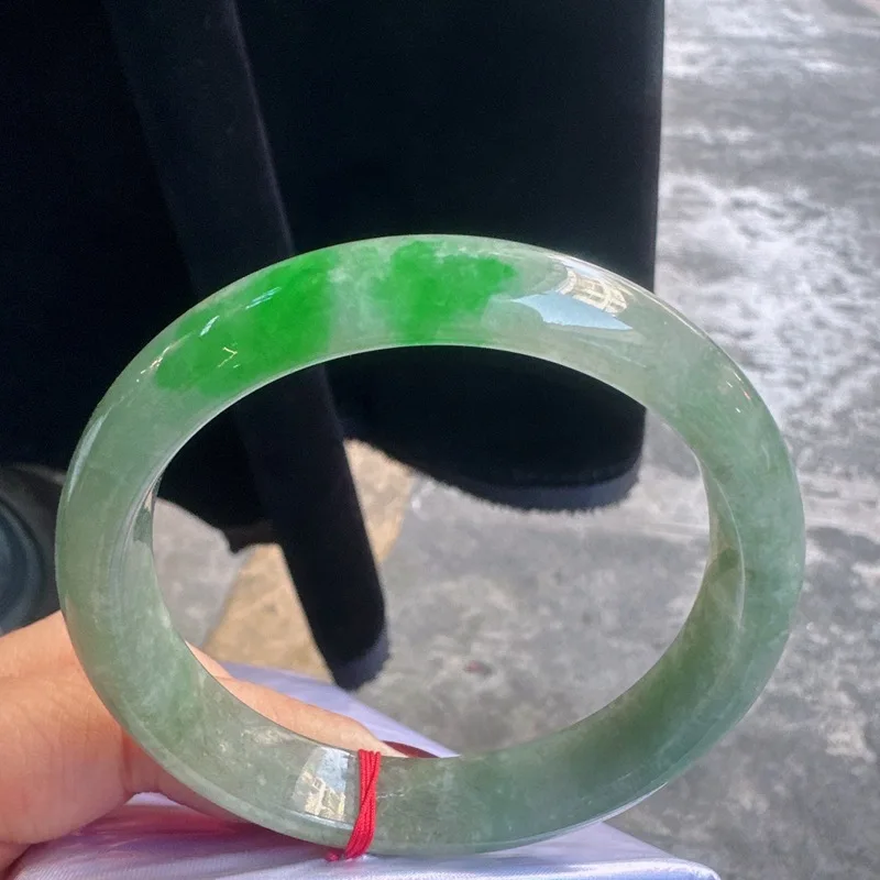 Natural a Cargo Ice-like Floating Green Positive Ring Bracelet Wholesale Live Broadcast with Certificate