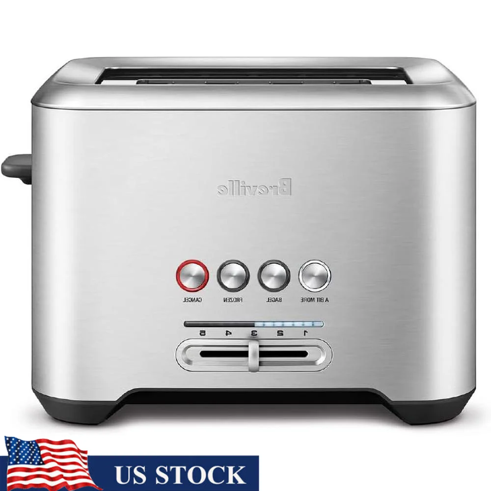 Torradeira de aço inoxidável de 2 fatias, torrar de alta eficiência com função de elevação extra, aparelho de cozinha moderno, durável, inoxidável