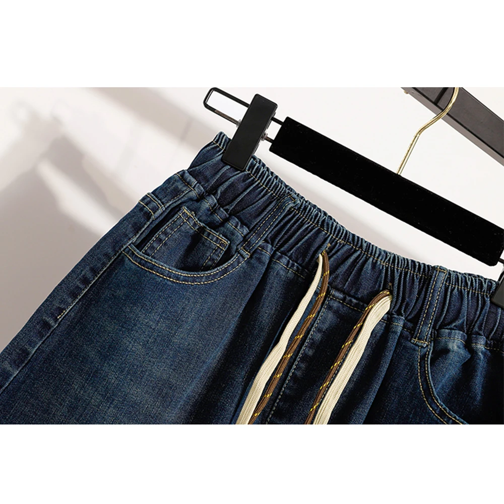 M-3LXL femmes String Denim Shorts taille élastique jambe large bleu jean court Simple basique femme été tenues quotidiennes pantalons courts