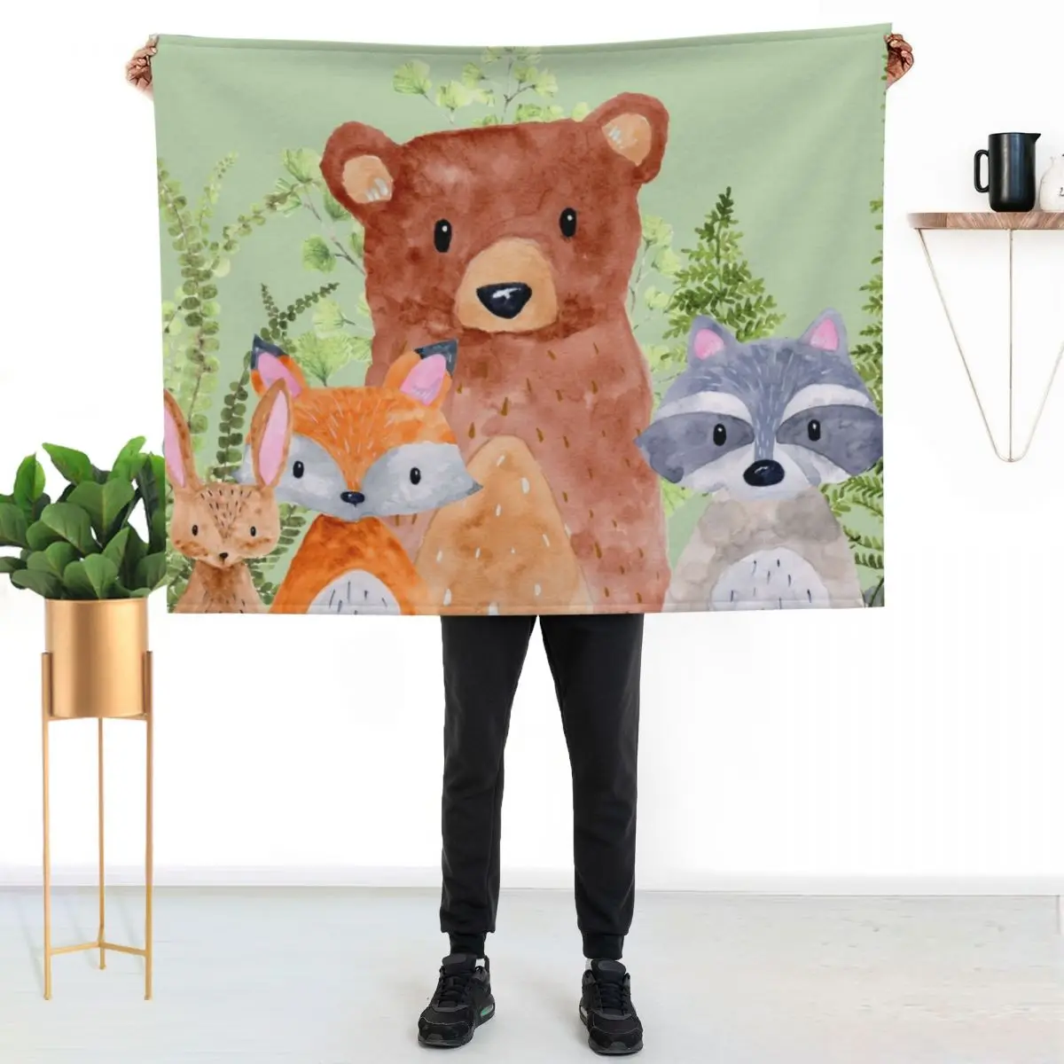 Woodland and Fern mix Throw Blanket Beach Designers Luxury heavy to sleep Picnic Loose Blankets