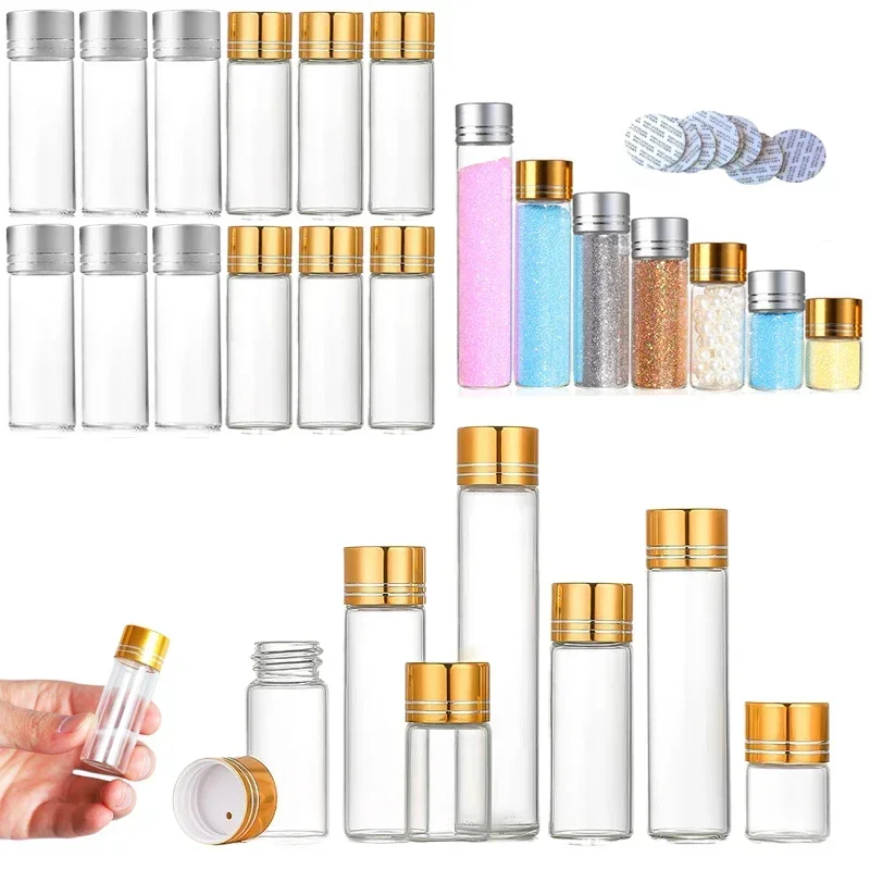 5Pcs 5/8/10/12/15/20/25ml Mini Clear Glass Bottles Gravel Bottle Sample Vial DIY Container For Wedding Decorations Party Gift