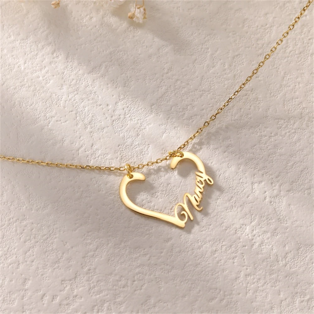 Ring Holder Custom Name Heart Necklace Women Men Accessories Personalized Colar Masculino Christmas Gift