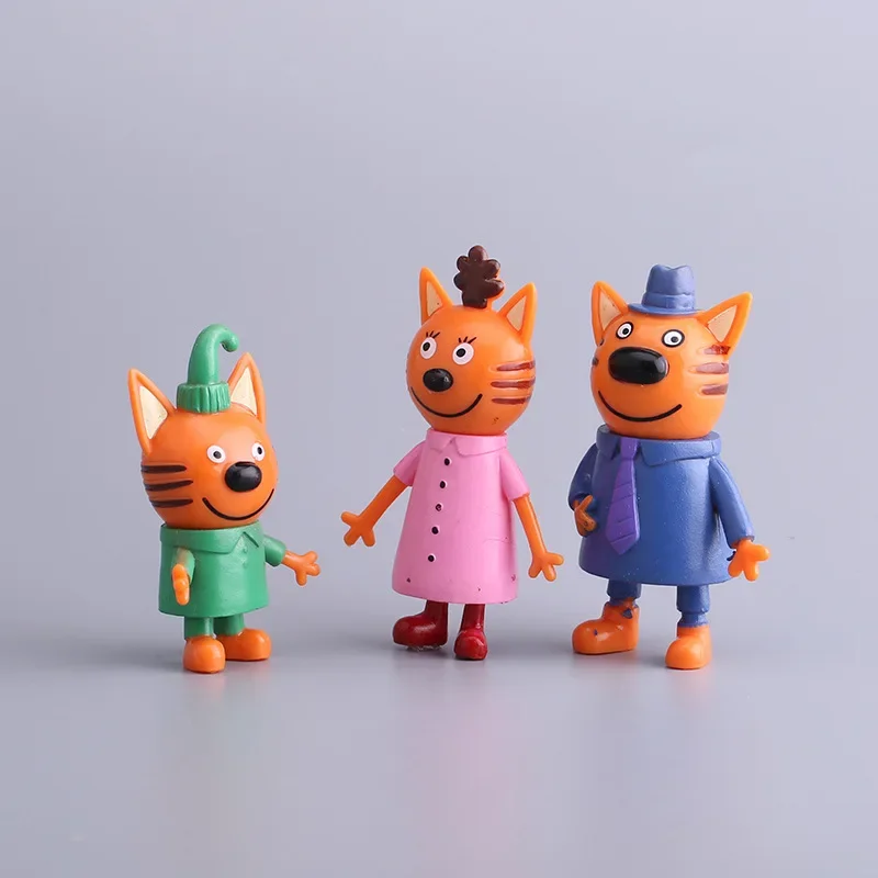 2023 New Hot 5pcs Happy Three Kitten Russian Action Figure Toy Kid Cats e Cat Model Doll Crafts Kid Toy Children Christmas Gift