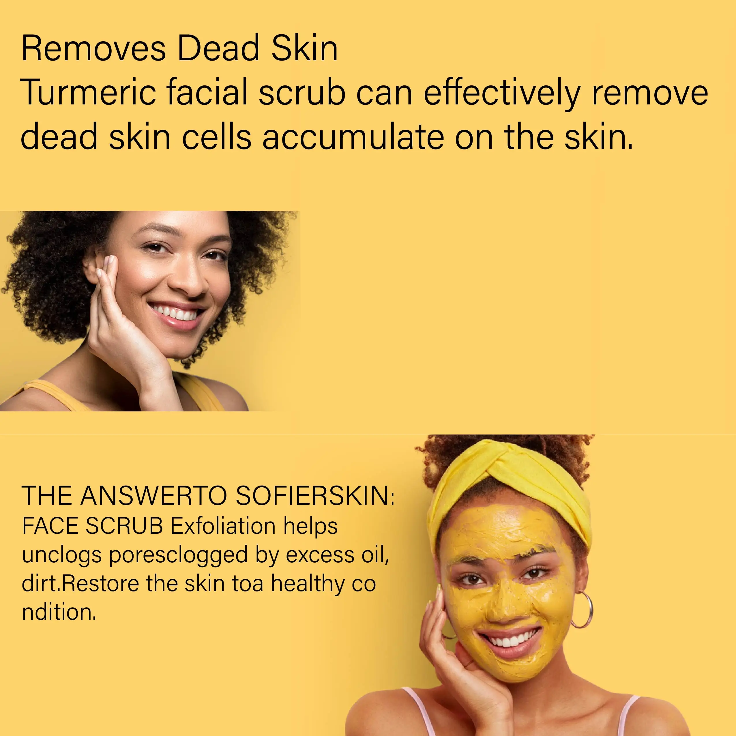 Vitamin C & Turmeric Face & Body Scrub Organic Microdermabrasion Exfoliator Remove Blackheads Improve Black Spots Acne