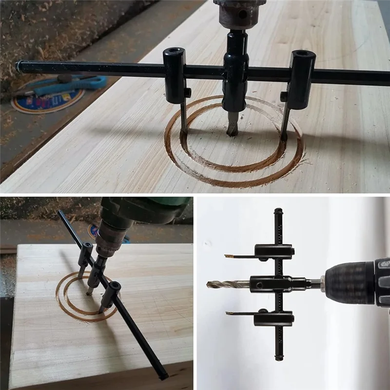 

SOFT-Adjustable Circle Hole Opener 30-120Mm Hole Cutter Saw Aircraft Type Wood Drill Bit DIY Tool Set 1