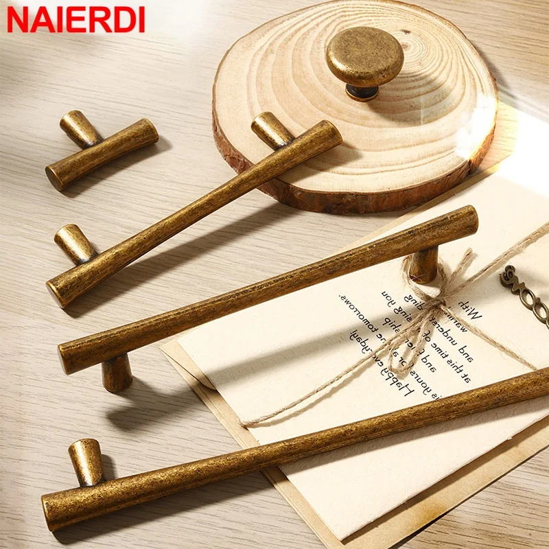 

NAIERDI Classic Retro Cabinet Handles and Knobs Bronze Zinc Alloy Furniture Handles Pulls for Bookcase,Drawer,Wardrobe
