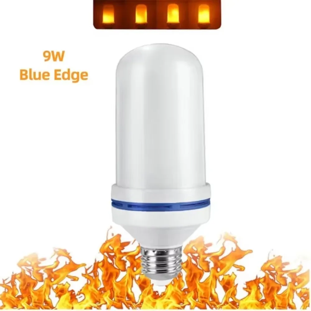 E27 Flame Bulb LED Dynamic Flame Effect Fire Light Bulbs 9W Blue Edge Creative Flickering Emulation Decor LED Lamp Lighting Lamp