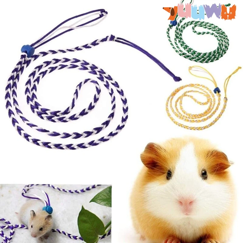 

1.4m Adjustable Pet Hamster Leashes Gerbil Cage Leash Cotton Rope Harness Lead Collar for Rat Mouse Hamster Animals Pet Supplies