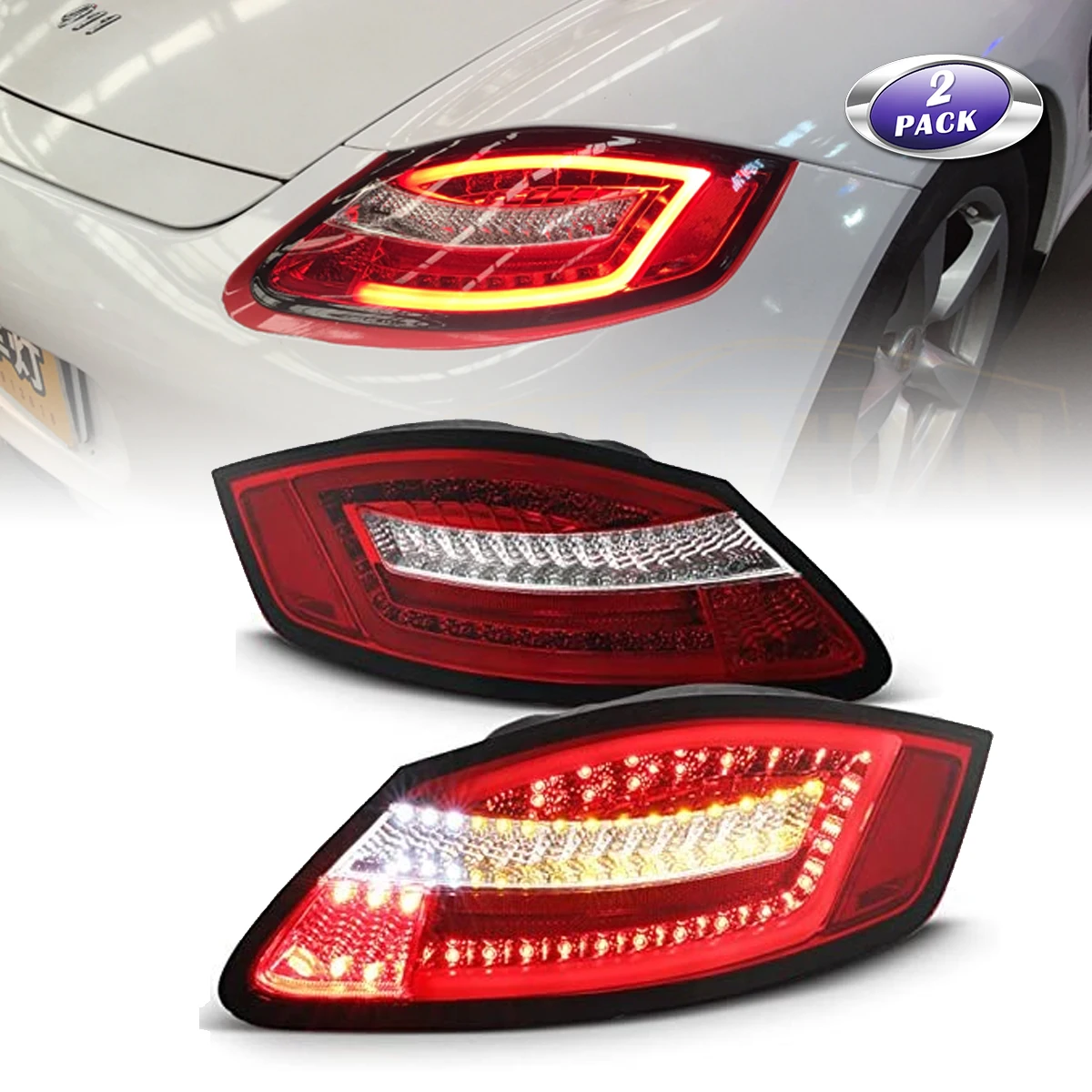 Tail Lamps For 2005-2008 Porsche 987.1 Series Boxster Cayman Red Lens Premium LED Tail Light Housing Lamp Assembly Replacement