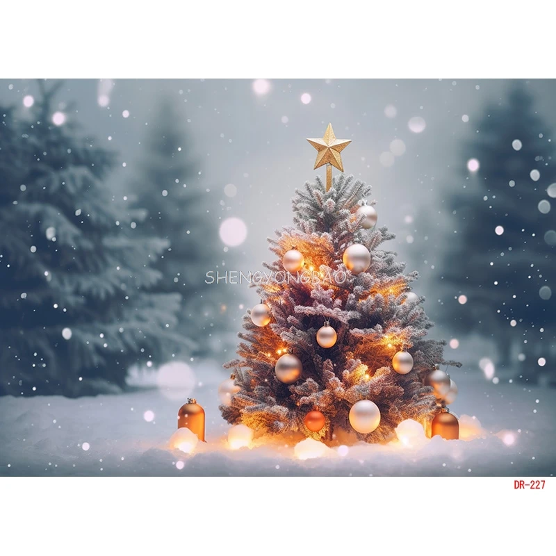 SHENGYONGBAO Christmas Day Fireplace Photography Backdrops Prop Window Living Room Interior Village House Theme Background DR-08