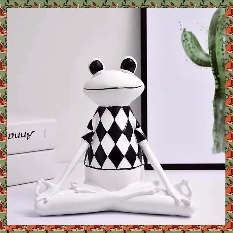 

ABLQ Abstract Yoga Frog Statue Frog Model Statue Animal Collection Statue Living Room Desk Decoration