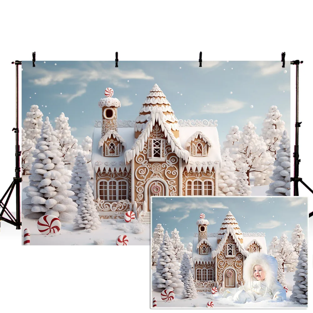 منازل عيد الميلاد الخلفيات التصوير الفوتوغرافي ، وبيوت الزنجبيل ، وأشجار عيد الميلاد ديكور الثلوج ، والخلفيات للأطفال صورة ، استوديو الصور ، صور