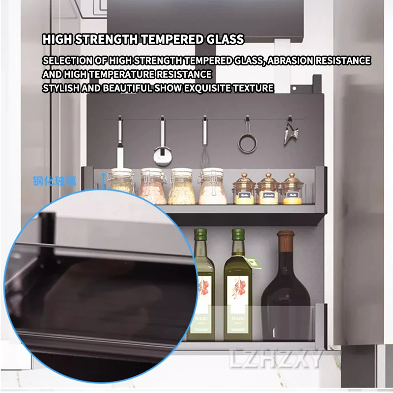 خزانة حائط رفع سحب سلة خزانة المطبخ درج من الفولاذ المقاوم للصدأ سلال زجاجة توابل تخزين رفوف تحميل الوزن 20 كجم