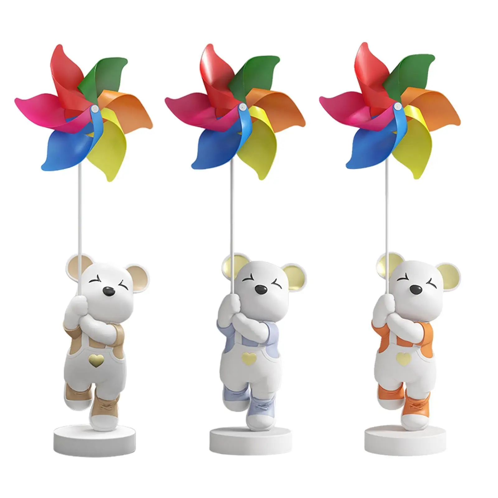 

na stół Ozdoba kolekcjonerska 23,6 cala Niedźwiedź trzymający wiatrak Figurka Rękodzieło do domu Akcent Kawałek Wielofunkcyjny Lekki