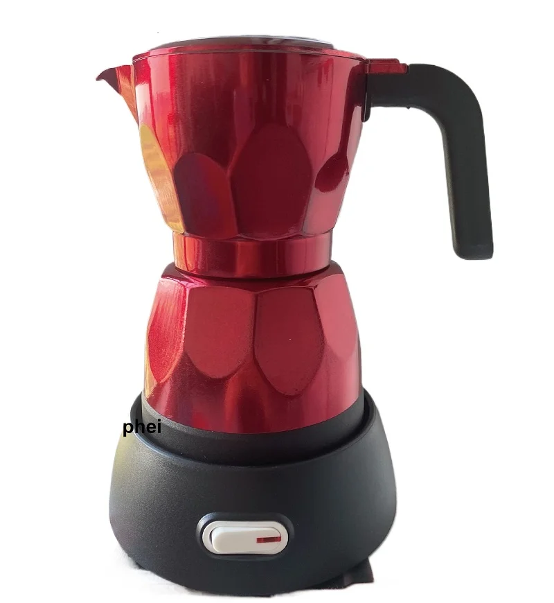 

Portable Aluminum Mocha Pot Electric Italian Coffee Maker 110V/220V Electric Coffee Maker Percolator for Home Red 150ml/3 Cups