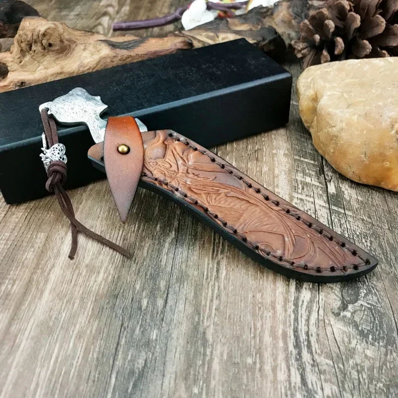 

Straight Knife Damascus Steel Handle Outdoor Underbrush Hunting Tactical Combat High Hardness Sharp Utility Knives Men's Gift