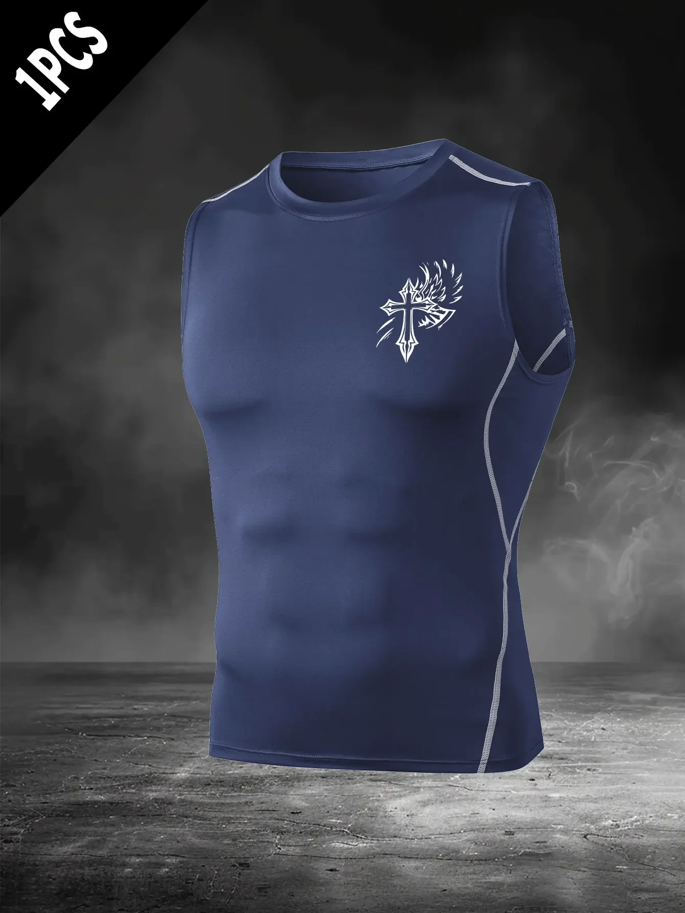 

Мужской жилет для спорта и фитнеса, быстросохнущая эластичная облегающая футболка без рукавов, жилет для тренировок по баскетболу и бегу.