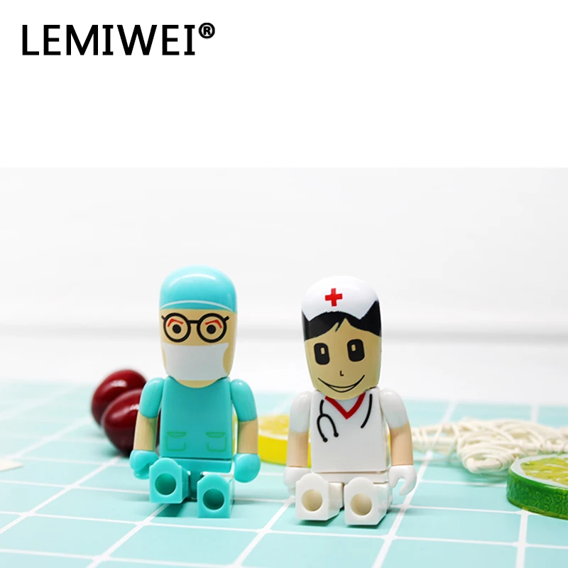Mini Bác Sĩ Y Tá USB Đèn LED Hoạt Hình Bác Sĩ Nha Khoa Y Tế Công Nhân Dễ Thương Pendrive 16GB 32GB 64GB Bút Ổ Đĩa U Cel USB