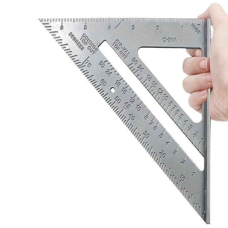 1 Stück Aluminiumlegierung 7 Zoll Dreieckiger Winkellineal, Messwerkzeug, Winkelmesser, Abgrifflineal