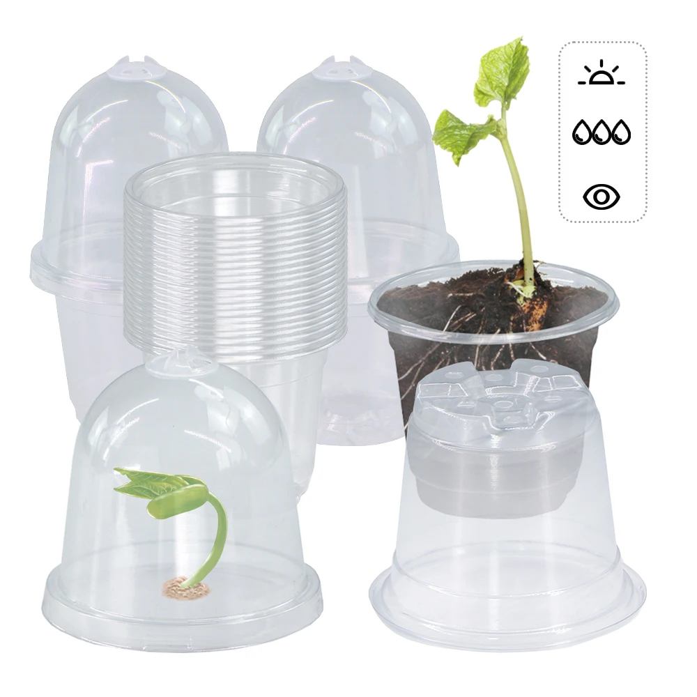 170x105MM Clear 4-Inch PET Seedling Cup with Lid Nutrient Pot Robust Transparent Seedling Development Container Easy Monitoring