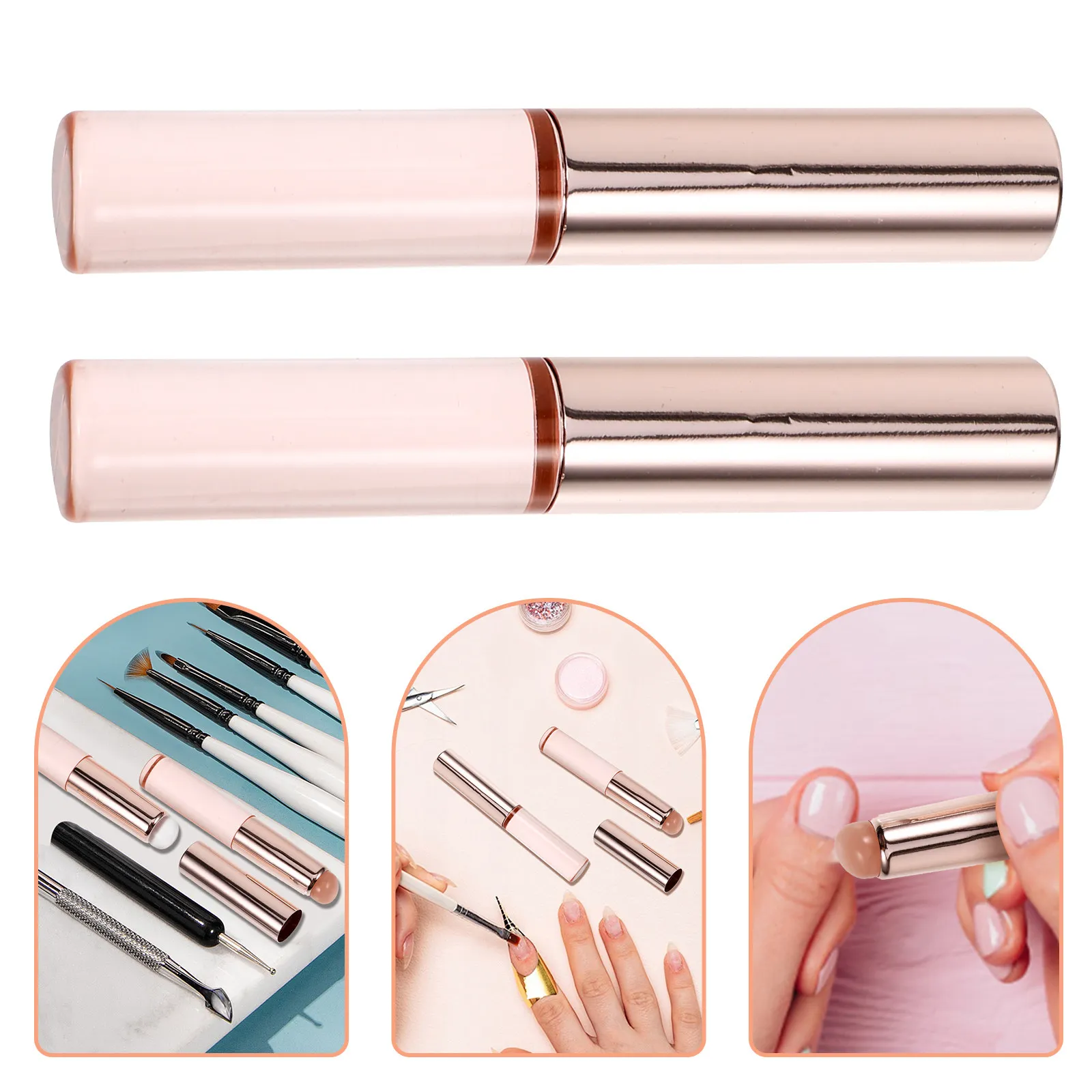 

2Pcs Nail Art Powder Applicator Soft Silicone Brush Nail Art Tools Manicure Supplies Salon Use Applicator for Nails