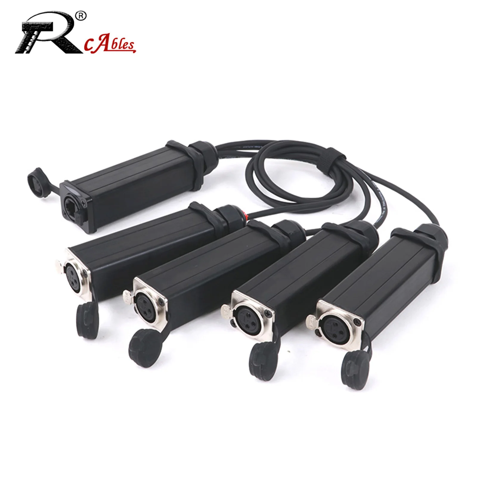 1PC 4 CH 3Pin XLR Female D-Type Panel Snake Multi Network Snake Receiver with Aluminum shell to CAT5 STP Ethercon Cable 0.5M-10M