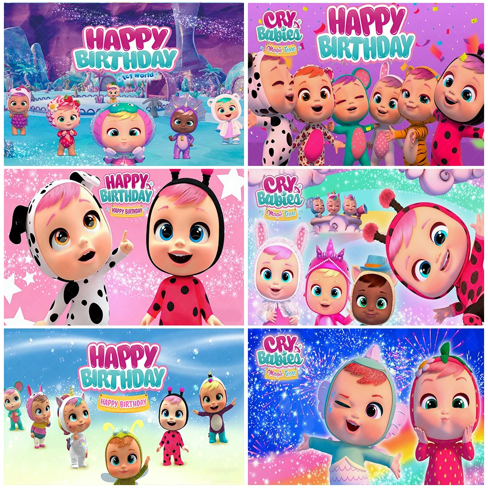 

Cartoon Cute Cry Babiesed Birthday Party Decorations Lovely Blind Box Doll Backdrop Baby Shower Supplies Child Room Wall Hanging