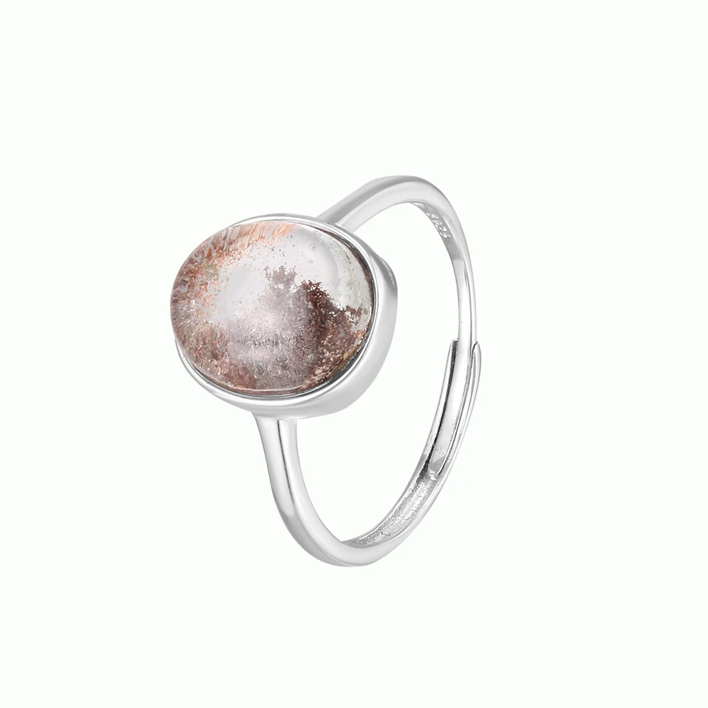 Ring aus S925-Sterlingsilber, gepaart mit natürlichem Kristall-Edelstein, Damenring, exquisiter High-End-Schmuck, neutraler Paarring